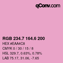 カラーコード: RGB 234.7 164.6 200 | qconv.com