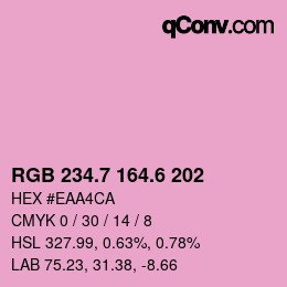 カラーコード: RGB 234.7 164.6 202 | qconv.com