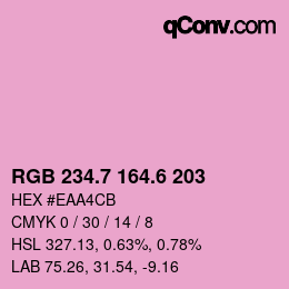 カラーコード: RGB 234.7 164.6 203 | qconv.com