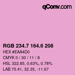 カラーコード: RGB 234.7 164.6 208 | qconv.com