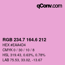 カラーコード: RGB 234.7 164.6 212 | qconv.com