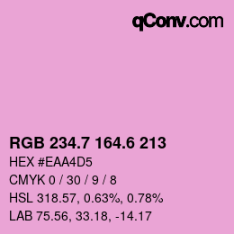 カラーコード: RGB 234.7 164.6 213 | qconv.com