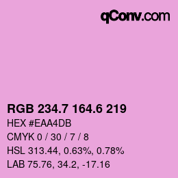 カラーコード: RGB 234.7 164.6 219 | qconv.com