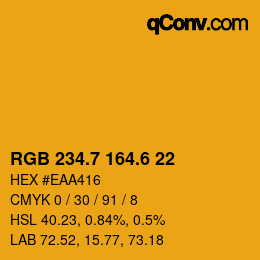 カラーコード: RGB 234.7 164.6 22 | qconv.com