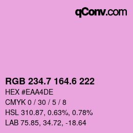 カラーコード: RGB 234.7 164.6 222 | qconv.com