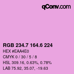 カラーコード: RGB 234.7 164.6 224 | qconv.com
