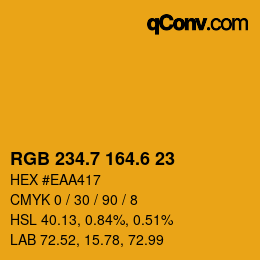カラーコード: RGB 234.7 164.6 23 | qconv.com