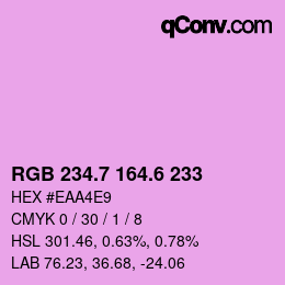 カラーコード: RGB 234.7 164.6 233 | qconv.com