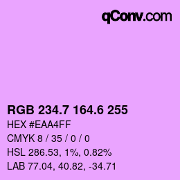 カラーコード: RGB 234.7 164.6 255 | qconv.com