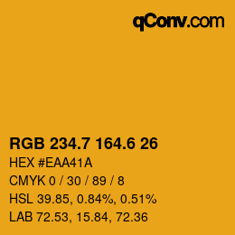 カラーコード: RGB 234.7 164.6 26 | qconv.com