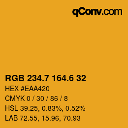カラーコード: RGB 234.7 164.6 32 | qconv.com