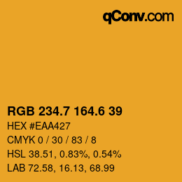 カラーコード: RGB 234.7 164.6 39 | qconv.com