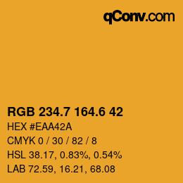 カラーコード: RGB 234.7 164.6 42 | qconv.com