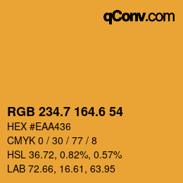 カラーコード: RGB 234.7 164.6 54 | qconv.com
