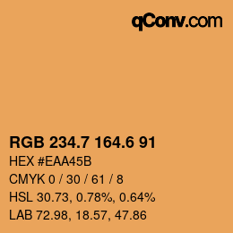 カラーコード: RGB 234.7 164.6 91 | qconv.com
