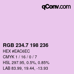 カラーコード: RGB 234.7 198 236 | qconv.com