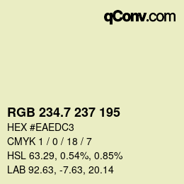 カラーコード: RGB 234.7 237 195 | qconv.com