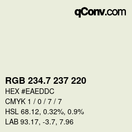 カラーコード: RGB 234.7 237 220 | qconv.com