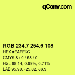 カラーコード: RGB 234.7 254.6 108 | qconv.com