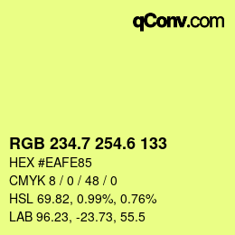 カラーコード: RGB 234.7 254.6 133 | qconv.com