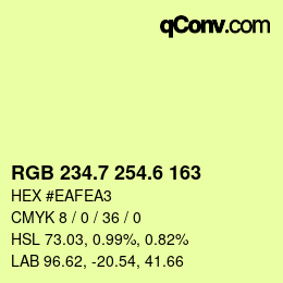 カラーコード: RGB 234.7 254.6 163 | qconv.com