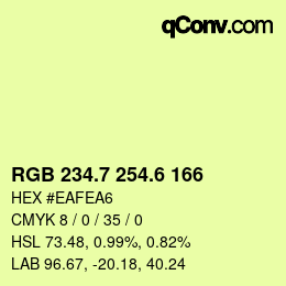 カラーコード: RGB 234.7 254.6 166 | qconv.com