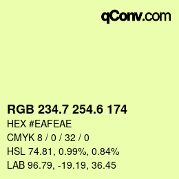 カラーコード: RGB 234.7 254.6 174 | qconv.com