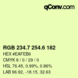カラーコード: RGB 234.7 254.6 182 | qconv.com