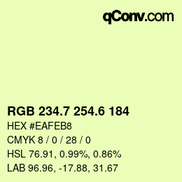 カラーコード: RGB 234.7 254.6 184 | qconv.com