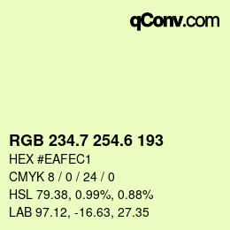 カラーコード: RGB 234.7 254.6 193 | qconv.com