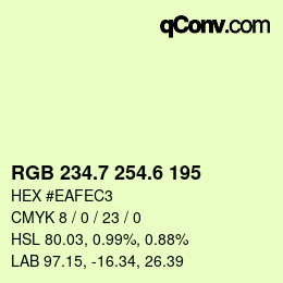 カラーコード: RGB 234.7 254.6 195 | qconv.com