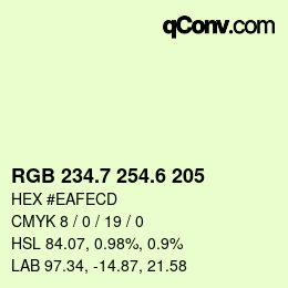 カラーコード: RGB 234.7 254.6 205 | qconv.com
