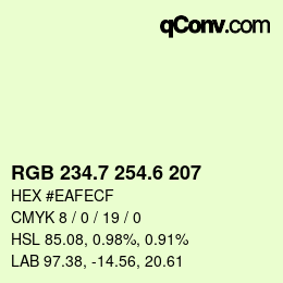 カラーコード: RGB 234.7 254.6 207 | qconv.com