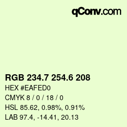 カラーコード: RGB 234.7 254.6 208 | qconv.com