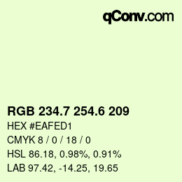 カラーコード: RGB 234.7 254.6 209 | qconv.com