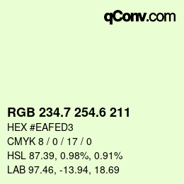 カラーコード: RGB 234.7 254.6 211 | qconv.com