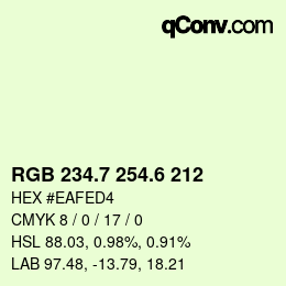 カラーコード: RGB 234.7 254.6 212 | qconv.com