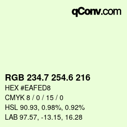 カラーコード: RGB 234.7 254.6 216 | qconv.com