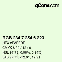 カラーコード: RGB 234.7 254.6 223 | qconv.com