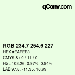 カラーコード: RGB 234.7 254.6 227 | qconv.com