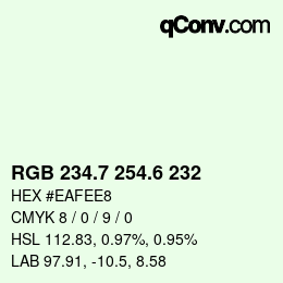 カラーコード: RGB 234.7 254.6 232 | qconv.com