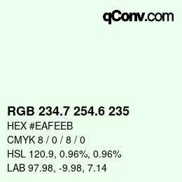 カラーコード: RGB 234.7 254.6 235 | qconv.com