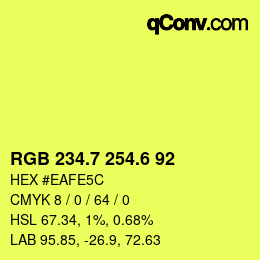 カラーコード: RGB 234.7 254.6 92 | qconv.com