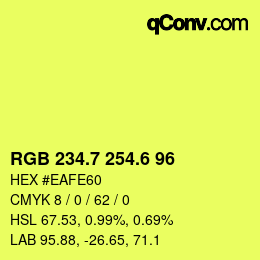 カラーコード: RGB 234.7 254.6 96 | qconv.com
