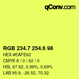 カラーコード: RGB 234.7 254.6 98 | qconv.com