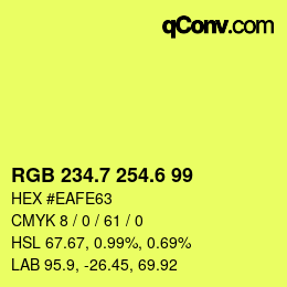 カラーコード: RGB 234.7 254.6 99 | qconv.com