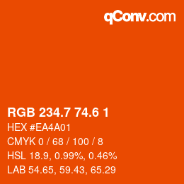 カラーコード: RGB 234.7 74.6 1 | qconv.com