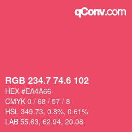 カラーコード: RGB 234.7 74.6 102 | qconv.com