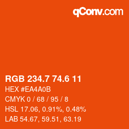 カラーコード: RGB 234.7 74.6 11 | qconv.com