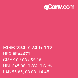 カラーコード: RGB 234.7 74.6 112 | qconv.com